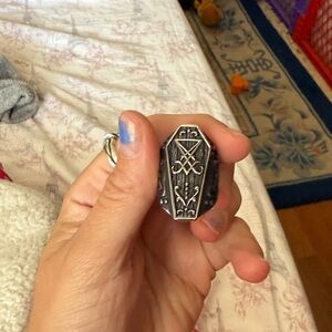 Silver Coffin-Shaped Keychain